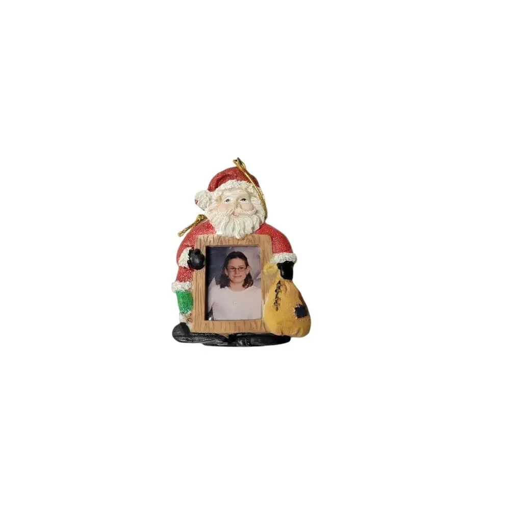 🎅 Vintage Santa Photo Frame Ornaments Lot 3 Resin Y2K Christmas Tree Decor